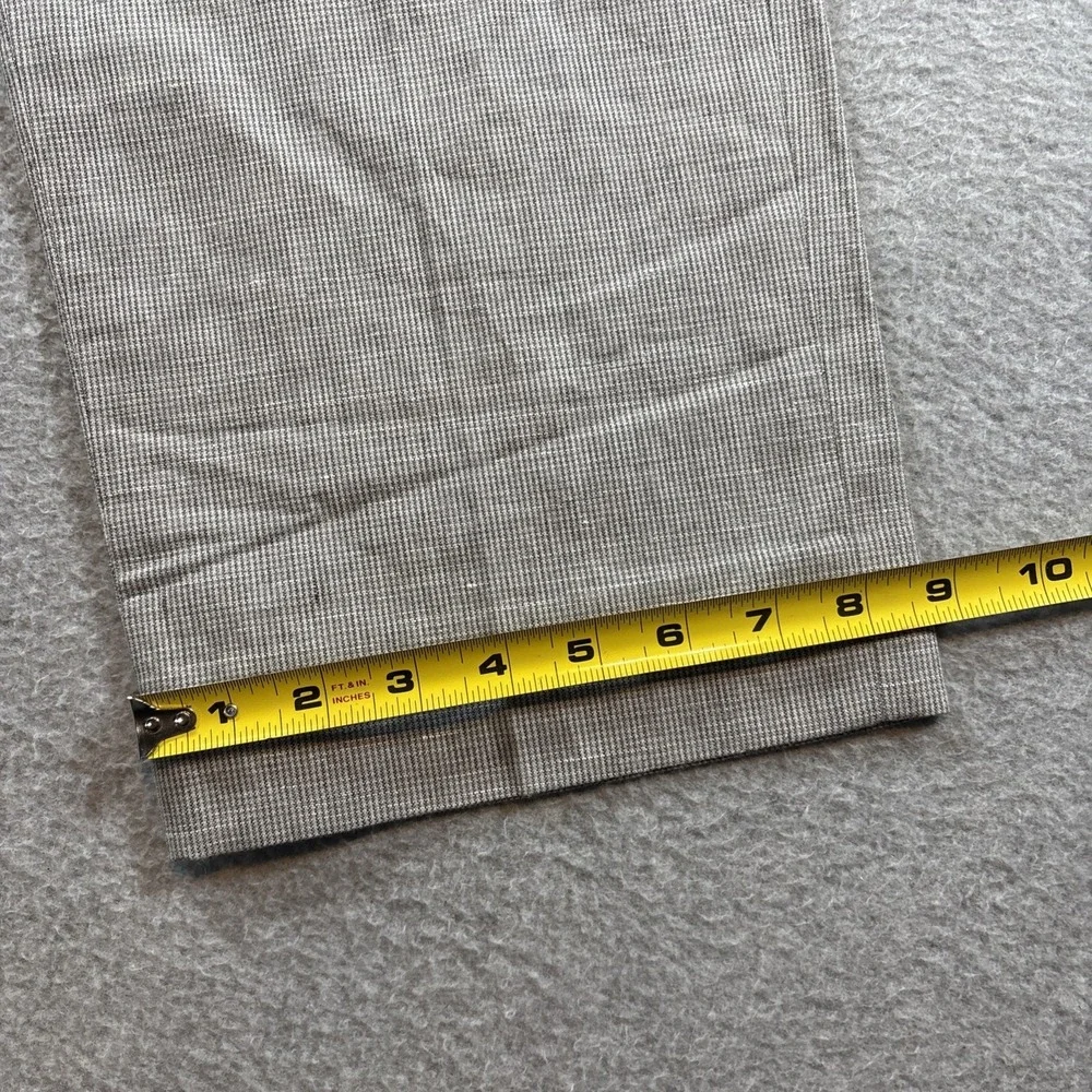 Banana Republic Slim Fit Men's 36x32 Linen Cotton Gray Micro Square Pattern Pant